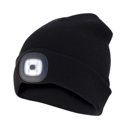 Bonnet noir avec LED rechargeable